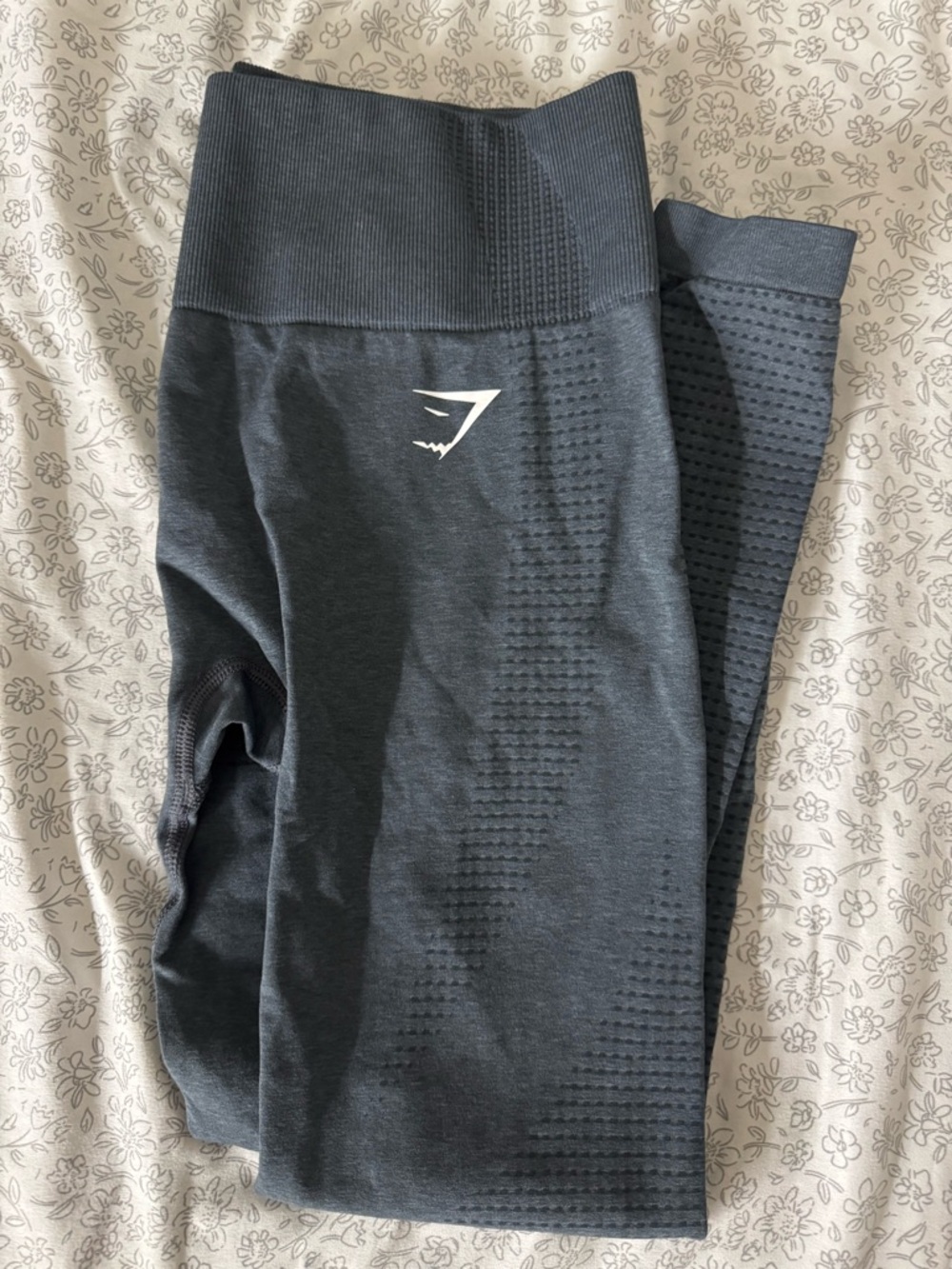 Gymshark Dark Gray Seamless Workout Leggings with White Logo